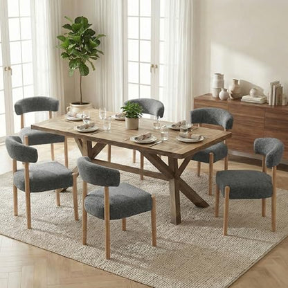 VKNOW Wooden Dining Chairs Set of 4 with Rubberwood Legs, Curved Backrest | Modern Upholstered Dining Chairs with Thickened Cushion, Soft Chenille Fabric, for Dining Room/Kitchen, Black - color: Black, size: Set of 4