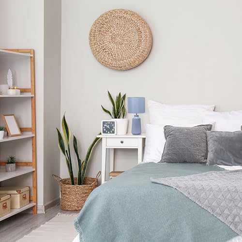 Simple Designs LT1169-SLT 15.94" Glow & Flow Minimalist Grooved Ceramic Table Lamp, Monochromatic Fabric Shade, Textured Accent Lighting, for Bedroom, Office, Living Room, Slate - color: Slate