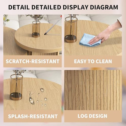 Mxtxmy Round Nesting Coffee Table Set of 2,Coffee Tables for Living Room | Round Coffee Table with Wood Finish,Stackable Coffee Table Set,Rustic Sofa Side Table,Living Room Bedroom Coffee Table - color: Small Size