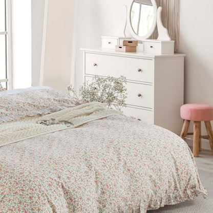 DAUAOTO Full Size Ruffle Duvet Cover Set, 100% Cotton, Kids Teen Girls Duvet Cover 82"X86" + 2 Shams, Ditsy Floral Pattern Pink - color: Pattern 10#, size: 82"x86" Full Cover + 2 Shams