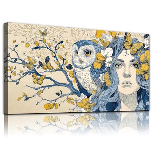 WLWBINTING Large Feminine Wall Art Unique Wall Decor Retro Wall Decor Bedroom Funky Wall Art For Women,Eclectic Boho Canvas Wall Art For Living Room Office Girl Picture Painting Artwork Home Decor - color: Woman Inspiration Painting, size: 58"L x 29"W