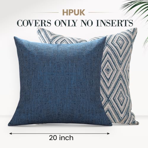HPUK Throw Pillow Covers 20x20, Set of 4, Navy Blue Couch Pillow Covers | Polyester fabric, patterned and solid designs, hidden zippers, machine washable, for sofas and beds, inserts not included - color: Navy, size: 20" x 20" (Pack of 4)