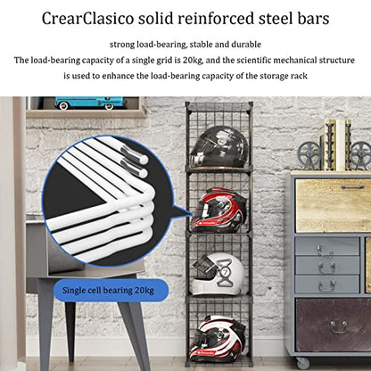 Solid Motorcycle Helmet Rack Stand Hat Display Case, Floor-Standing Cube Closet Organizers and Storage, Retail Hard hat Baseball Hats Display Stand,Stackable Modular Shelves Wire Metal Grids Bookshelf