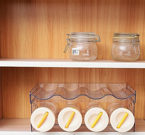Plastic Stackable Bottle Storage Holder Rack Holds 16 Bottles,Free-Standing Water Bottle/Wine and Drink Organizer Shelf for Kitchen Cabinet,Fridge,Countertop,Pantry,Freezer,4 PackX4 Bottles,Clear - size: 4 Tier-Holds 16 Bottles