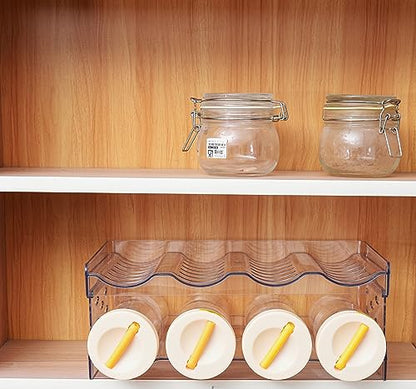 Plastic Stackable Bottle Storage Holder Rack Holds 16 Bottles,Free-Standing Water Bottle/Wine and Drink Organizer Shelf for Kitchen Cabinet,Fridge,Countertop,Pantry,Freezer,4 PackX4 Bottles,Clear - size: 4 Tier-Holds 16 Bottles