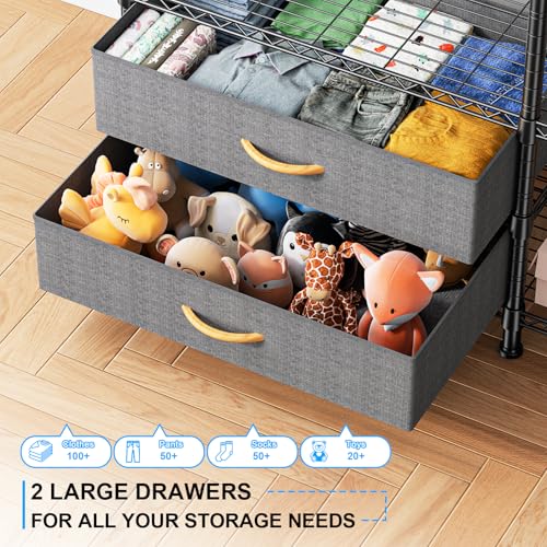 F3 Heavy Duty Clothes Rack（With Fabric Drawers）Freestanding Clothing Racks for Hanging Clothes，Adjustable Closet Organizer System，Portable Garment Rack 40" W x 15" D x 72" H，Max Load 700LBS，Black - color: Black, style: Freestanding