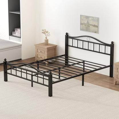 Metal Queen Bed Frame with Headboard | Noise-Free Design, Underbed Storage, Heavy Duty, No Box Spring Needed, Tool-Free Assembly - color: Queen -Black