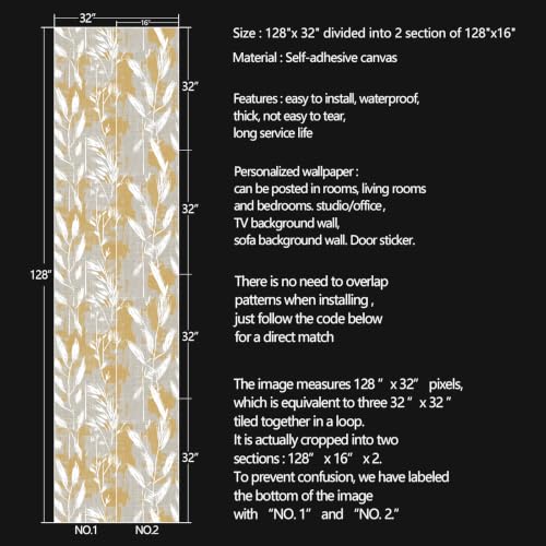 Modem Abstract Leaves Peel and Stick self Adhesive Wallpaper - 128''x32'' - color: X14, size: 128"x32"