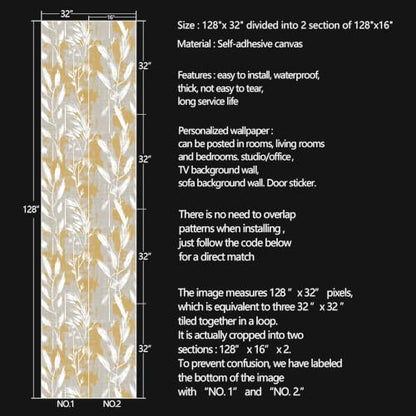 Modem Abstract Leaves Peel and Stick self Adhesive Wallpaper - 128''x32'' - color: X14, size: 128"x32"