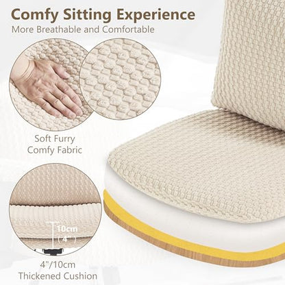Fizzin Cross Cross Chair Memory Foam Armless with Wheels Home Office Beige - color: Beige