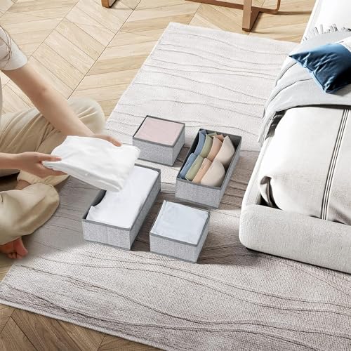 DIMJ Drawer Organizers for Clothing, Set of 12 Dresser Drawer Organizers, Fabric Closet Organizers and Storage, Drawer Dividers for Baby Clothes, Socks, Belt, Tie (Blended) - color: Blended Gray, size: 12 Pack