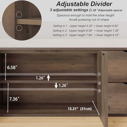 LVB Entryway Bench with Storage, 40" Shoes Bench with Padded Cushioned Seat | Farmhouse Shoe Bench with 2 Drawers Cabinet Shelf, Industrial Wood Shoe Rack Bench for Living Bedroom, Rustic Oak - color: Rustic Oak