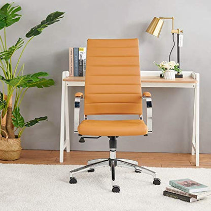 highback Chair Leather Home Office Desk Chairs Ergonomic Desk Chair and Computer Chair Black (4020-terracottta) - color: 4020-terracottta