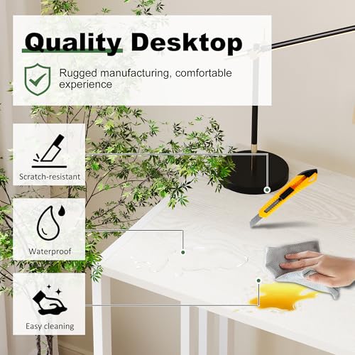 Lutown-Teen 35 inch Small Folding Desk, Natural and White | Writing Gaming Computer Camping Desk for Small Spaces, No Assembly Required Home Office Table - color: Natural and White, size: 35 Inch