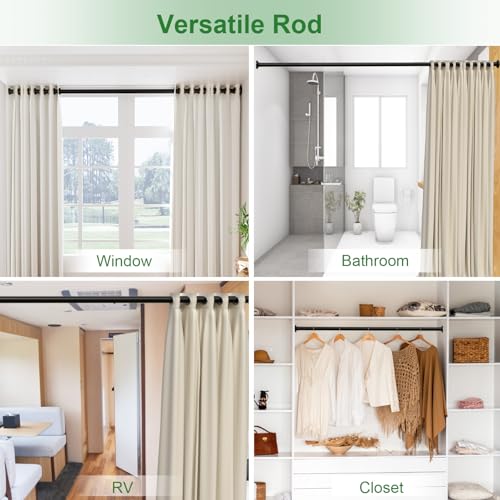 Heavy Duty Tension Curtain Rod No Drilling, 43-102 Inch Adjustable | 1.26" Diameter Pole with Strong Spring Loaded, Non Slip, Renter Friendly, Shower Rods for Bathroom/Windows/Closet,Matte Black - color: Matte Black, size: 43-102 Inches