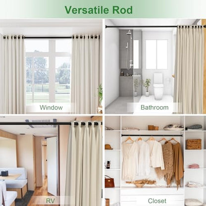 Heavy Duty Tension Curtain Rod No Drilling, 43-102 Inch Adjustable | 1.26" Diameter Pole with Strong Spring Loaded, Non Slip, Renter Friendly, Shower Rods for Bathroom/Windows/Closet,Matte Black - color: Matte Black, size: 43-102 Inches