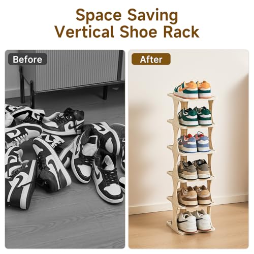UFORU Vertical Shoe Rack 9 Tier,Narrow Free Standing Shoe Organizer | Shoe Shelf for Dorm,Narrow Shoe Rack for Closet,Entryway,Tall Stackable Plastic Shoe Organizer for Small Spaces,Easy Assembly
