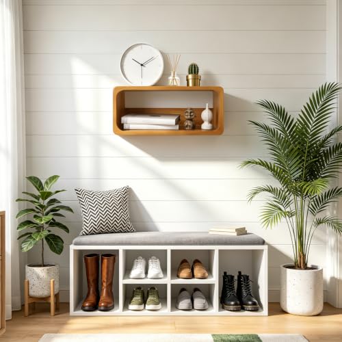 Floating Nightstand, Wall Mounted Bedside Shelf, Handmade Bedroom Furniture,Pine Wood Floating Bedside Table, Minimalist and Unique Style 18”x 10”x 7.5” Walnut - color: Walnut