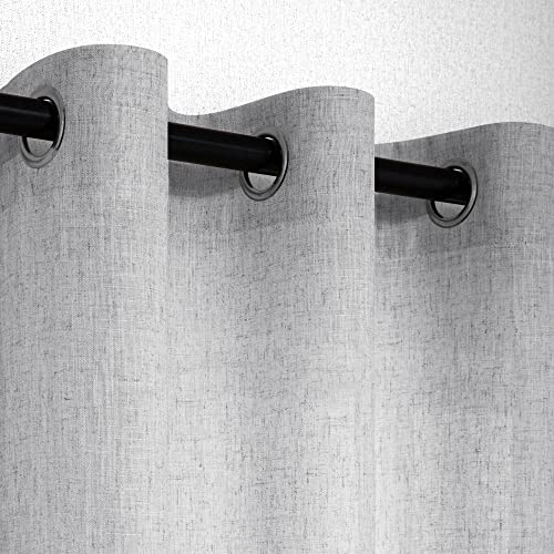 Grey Kitchen Curtains 45 Inch Length Sets of 2 Panels Linen Semi Sheer Opaque Short Bathroom Small Window Curtains Gray - color: Grey, size: 52"W x 45"L (Pack of 2)