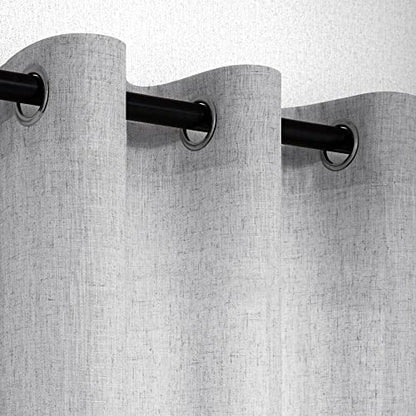 Grey Kitchen Curtains 45 Inch Length Sets of 2 Panels Linen Semi Sheer Opaque Short Bathroom Small Window Curtains Gray - color: Grey, size: 52"W x 45"L (Pack of 2)