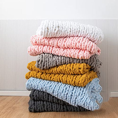 Chunky Knit Blanket Emerald Green Chenille Yarn Tight Chunky Knit Throw Blanket for Sofa Bed 39x39 Handmade Boho Bed Throw - color: Emerald Green, size: 39x39"