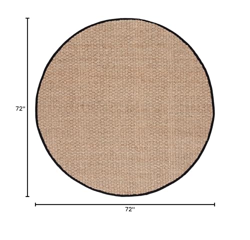 SAFAVIEH Area Rug 6' Round - Natural Fiber Collection - Natural & Black, Seagrass, Basketweave Pattern with Border (NF114C) - color: Natural/Black, size: 6' (Round)