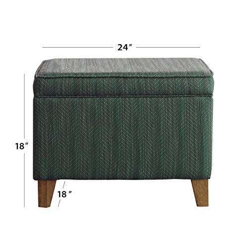 HomePop 24" Medium Square Storage Ottoman - Teal - color: Blue Chevron