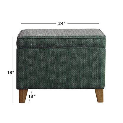 HomePop 24" Medium Square Storage Ottoman - Teal - color: Blue Chevron