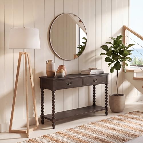 SAFAVIEH Furniture - Athena 2-Drawer Console Table - Dark Chocolate - Solid Wood - Farmhouse Classic Design - Ideal for Entryway, Living Room, Hallway, 35.5" W x 13" D x 29.5" H (CNS5702D) - color: Dark Chocolate