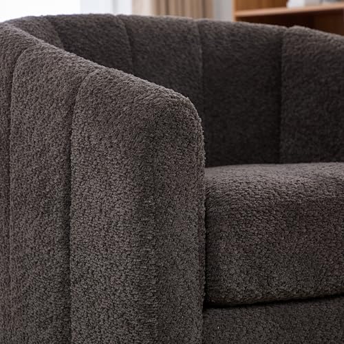 YaFiti Modern Swivel Accent Chair 1 pcs, Round Barrel Club Chair, Charcoal | Premium Chenille Fabric, High-resilience Foam, Solid Wood Base, 350lbs Capacity, Upholstered Armchair for Living Bedroom - color: Charcoal