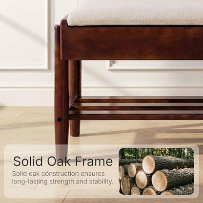 YEPDIN 39.3" Solid Wood Shoe Rack Bench with Flip-Top Storage,2 Tier Shoe Rack Bench with Chenille Cushion,for Entryway, Hallway,Living Room, Bedroom, Closet - color: Walnut