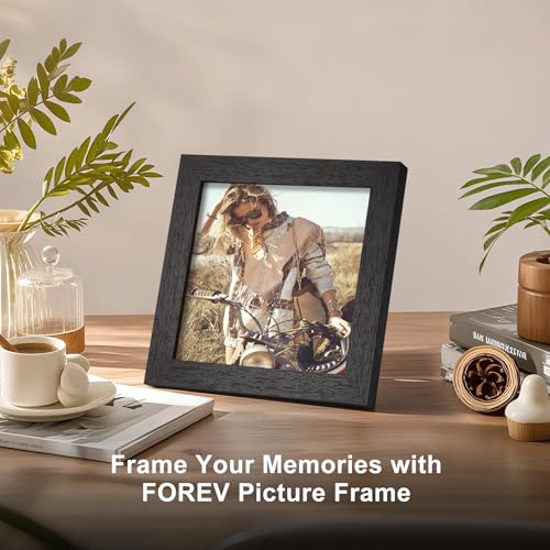TOFOREVO 5x5 Picture Frames set of 6, Black | Wood Grain Design, Wall Mounting or Tabletop Display, for Christmas Mother's Day Father's Day birthday - color: Black Wood Grain, size: 5x5