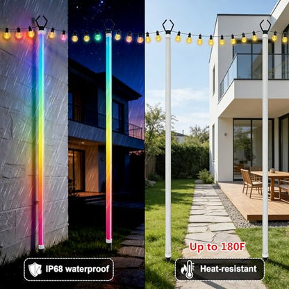 AILBTON 2-Pack 6.6FT RGB+IC Neon Ambient Light for Poles,Outdoor Clip-on Chasing Effect Lighting, Waterproof Neon Atmosphere Lights for Patio Outdoor Living Camping Party - size: 6.6FT
