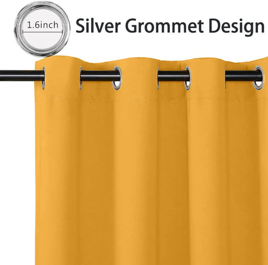 MYSKY HOME Yellow Blackout Curtain for Living Room Bedroom Curtain 84 Inches Long Grommet Room Darkening Window Curtains Thermal Insulated Single Panel Curtains 52 x 84 Inch, Mustard Yellow - color: Mustard Yellow, size: 52"W x 84"L (Pack of 1)