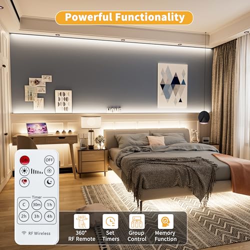 PAUTIX 5V USB COB LED Strip Lights Dimmable LED Lights 4000K Natural White with RF Remote,1200lm,Dotless Flexible Tape Light for Under Cabinet,Bedroom,TV Backlight,Kitchen,Shelf,Mirror Lighting 6.56ft - color: 4000K