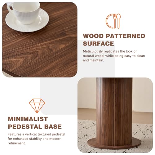 35.5" Round Dining Table for 2, Modern Small Pedestal Kitchen Table, Space Saving, for Apartment Dining Living Room - color: Mini Brown 35.5