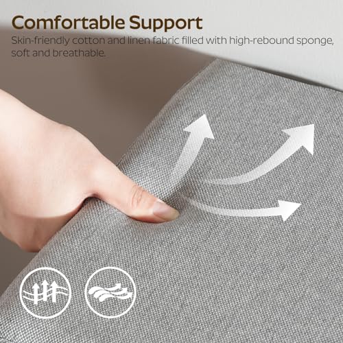 Shoe Storage Bench with Cushion, Entryway Bench, Shoe Rack with Padded Seat and 6 Oxford Compartments, for Closet, Bedroom, Entryway, Black and Gray HX01BK