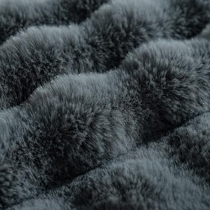 MIULEE 2 Pieces Decorative Cushion Covers Artificial Plush Cover Wave Decoration Living Room Cushions for Sofa Bedroom Grey 45 x 45 cm - size: 17.7" x 17.7" (Pack of 2)