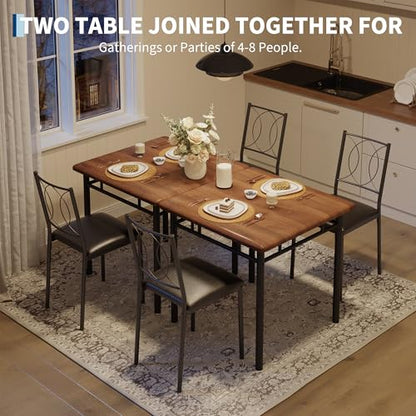 IDEALHOUSE Space-Saving Dining Table Set for 2, 3-Piece Farmhouse Wood | Table & Upholstered Chairs – Easy to Clean, Compact Apartment Furniture – Ideal for Small Spaces – Walnut Color - color: Walnut