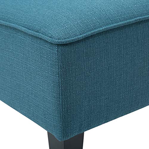 Armless Accent Chairs Set of 2, Blue Upholstered Linen Slipper Chair with Solid Wood Legs, Mid Century Modern Side Chairs for Small Living Room Bedroom Apartment Reading Nook - color: Blue