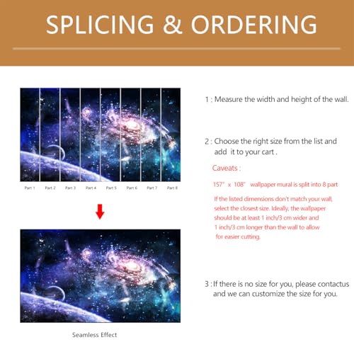 Galaxy Mural Wallpaper Peel and Stick for Kids Room Bedroom157 x108 - color: ZZ-017, size: 157" x 108"