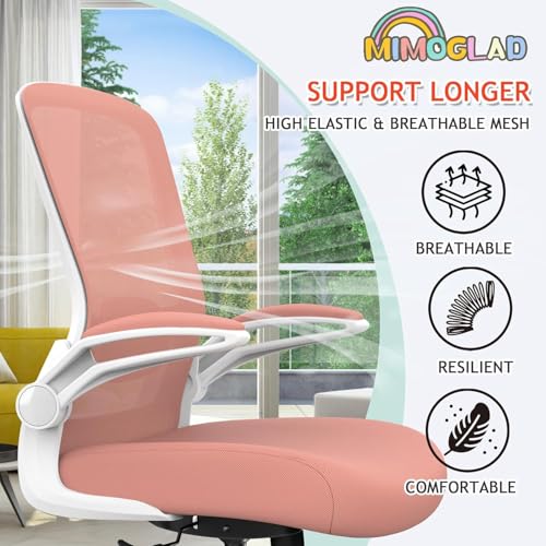 Mimoglad Home Office Chair, High Back Desk Chair, Ergonomic Mesh Computer Chair with Adjustable Lumbar Support and Thickened Seat Cushion - color: Spanish Pink