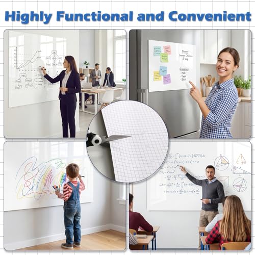 Dry Erase Whiteboard Paper, Large White Board Stickers for Wall, 6x4ft Dry Erase Paper Roll with Adhesive Backing, Perfect Replacement for White Board, No Ghost After 60 Days, 9 Much Better Markers - size: 48''x72''