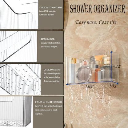 Lae Nuvole Adhesive Cabinet Door Organizer, 2 Pack Wall Shower Caddy, Clear | 4 Adhesive Straps, No Drill Wall Mount, Renter Friendly, BPA-free Stackable; Fits Bathroom, Kitchen, Apartment, Pantry, RVs - color: Clear