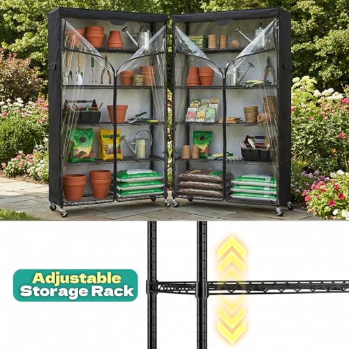 Wire Shelf Rack with 600D Oxford Cover & Wheels, 30"W x 14"D x 72"H | 6-Tier Wire Shelving with Wheels and Waterproof & Dustproof Shelf Cover, for Kitchen, Pantry & Laundry Room - size: 6-Shelf 30"W x 14"D x 72"H W/Cover