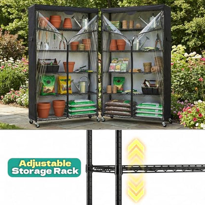 Wire Shelf Rack with 600D Oxford Cover & Wheels, 30"W x 14"D x 72"H | 6-Tier Wire Shelving with Wheels and Waterproof & Dustproof Shelf Cover, for Kitchen, Pantry & Laundry Room - size: 6-Shelf 30"W x 14"D x 72"H W/Cover