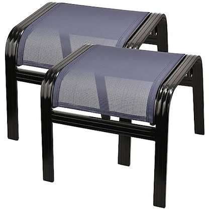Deiguifei Outdoor Footstools Patio Ottoman All Weather Aluminum Indoor Outdoor Small Seat Foot Rest 2 Set Navy Blue - color: 2 Pieses-navy Blue