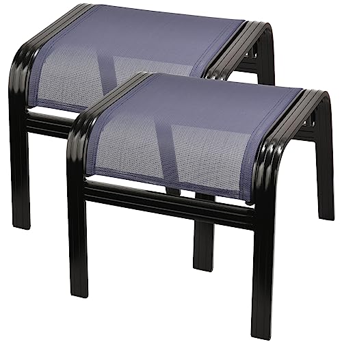Deiguifei Outdoor Footstools Patio Ottoman All Weather Aluminum Indoor Outdoor Small Seat Foot Rest 2 Set Navy Blue - color: 2 Pieses-navy Blue