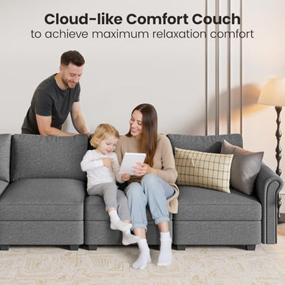 60" Modular Sectional Sofa with Hidden Storage, Convertible U Shaped 2 Seat Sofa Couch with, Comfy Upholstered Couches for Living Room, Apartment, Office,Bedroom