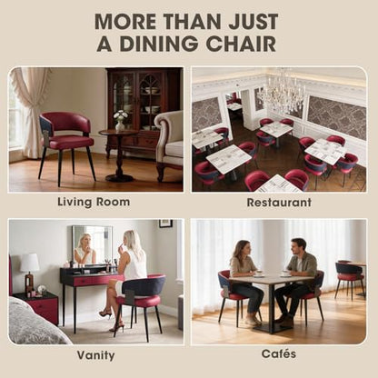 Dining Chairs Set of 2, Modern Faux Leather Kitchen Chairs | Faux Leather Upholstery, Curved Back, Metal Legs, Easy Clean, Dining Room, Kitchen, Breakfast Nook, Restaurant, Cafe, Magenta - color: Magenta, size: Set of 2